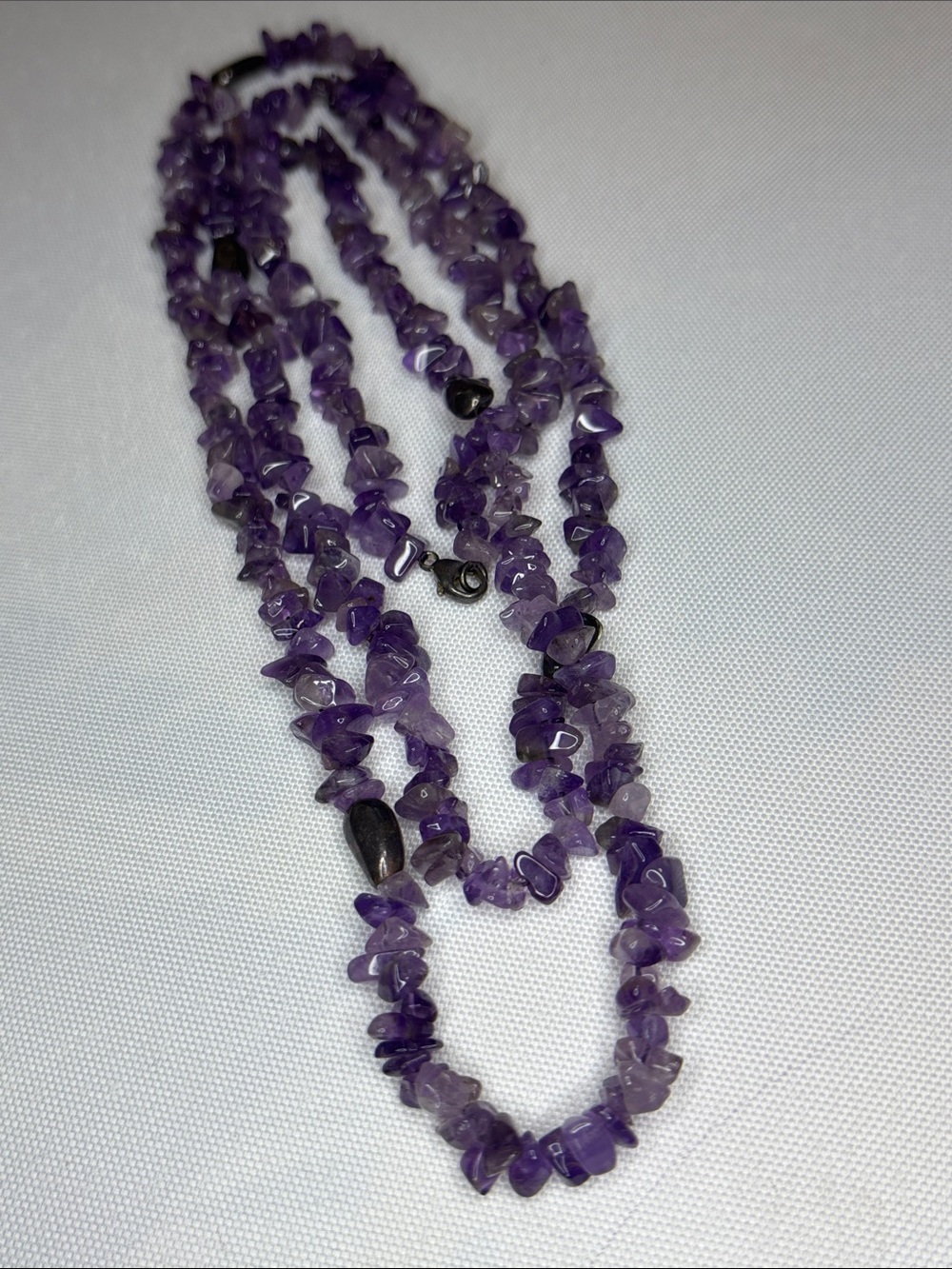 Amethyst chip necklace 925 clasp with pyrite stones too